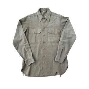 WWII US Army M37 Olive Drab Flannel Field Utility Shirt Vintage 40s
